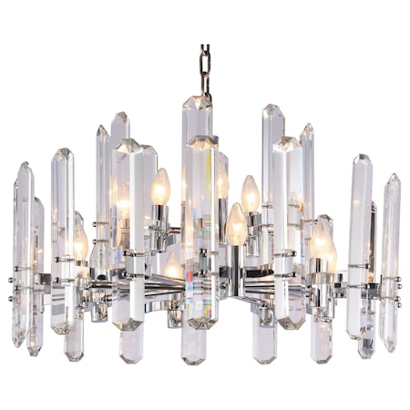 Bethel Chrome Frame Chandelier With Clear Crystal Plaques, 675429 MU56